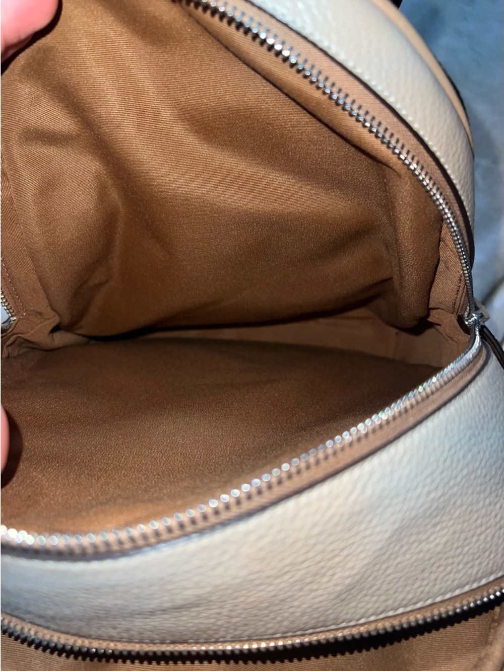 Coach Two-Tone Pebbled Leather Backpack in Beige and White - Picture 2 of 4